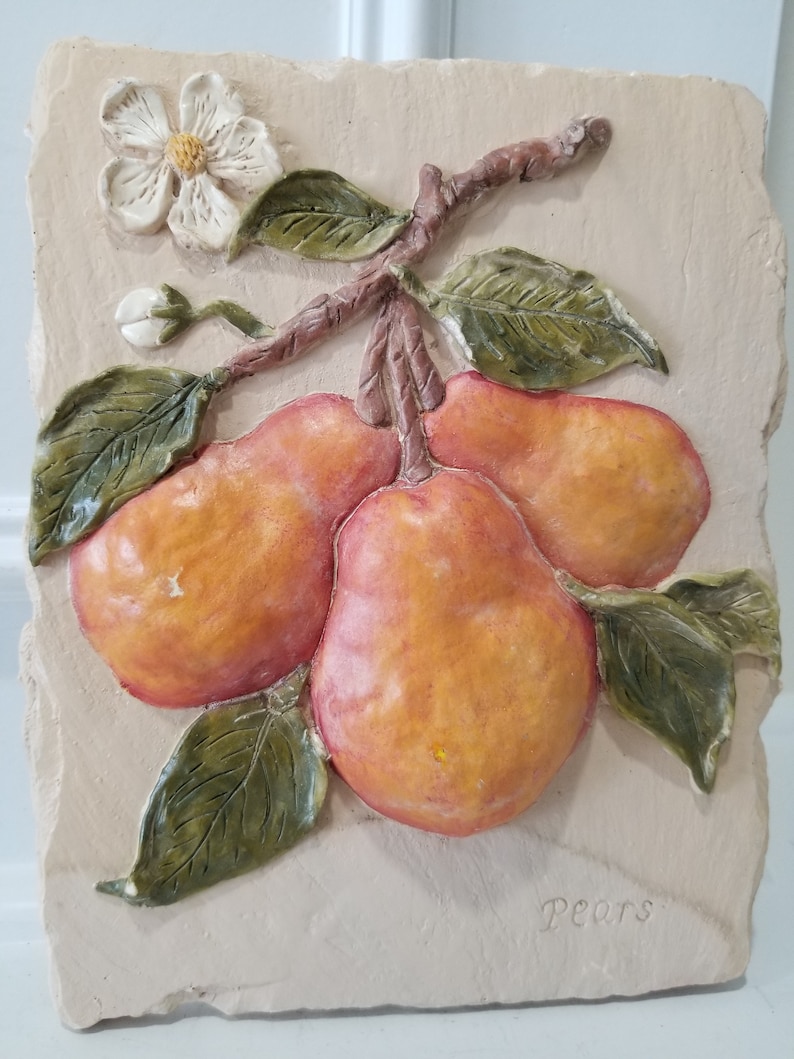 Ceramic Tile High Level of Details Wall Decor Pears