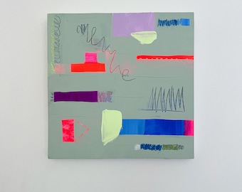 Original Abstract Painting on Wood