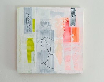 Original Abstract Painting on Wood Panel
