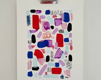 Original Abstract Painting on Paper