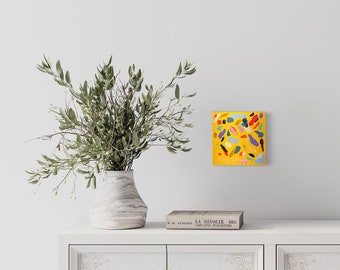 Original Abstract Painting on wood panel