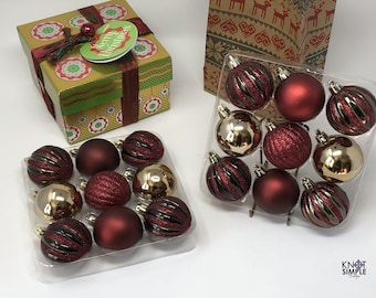 Holiday Time 18 Shatterproof Red & Gold Ornaments