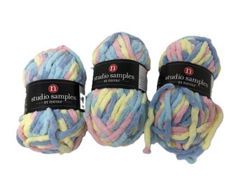 3 Pack Discontinued Nicole Studio Pastel Variegated Plush Yarn Samples