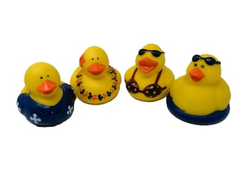 Set of 4 Summer-Themed Rubber Ducks