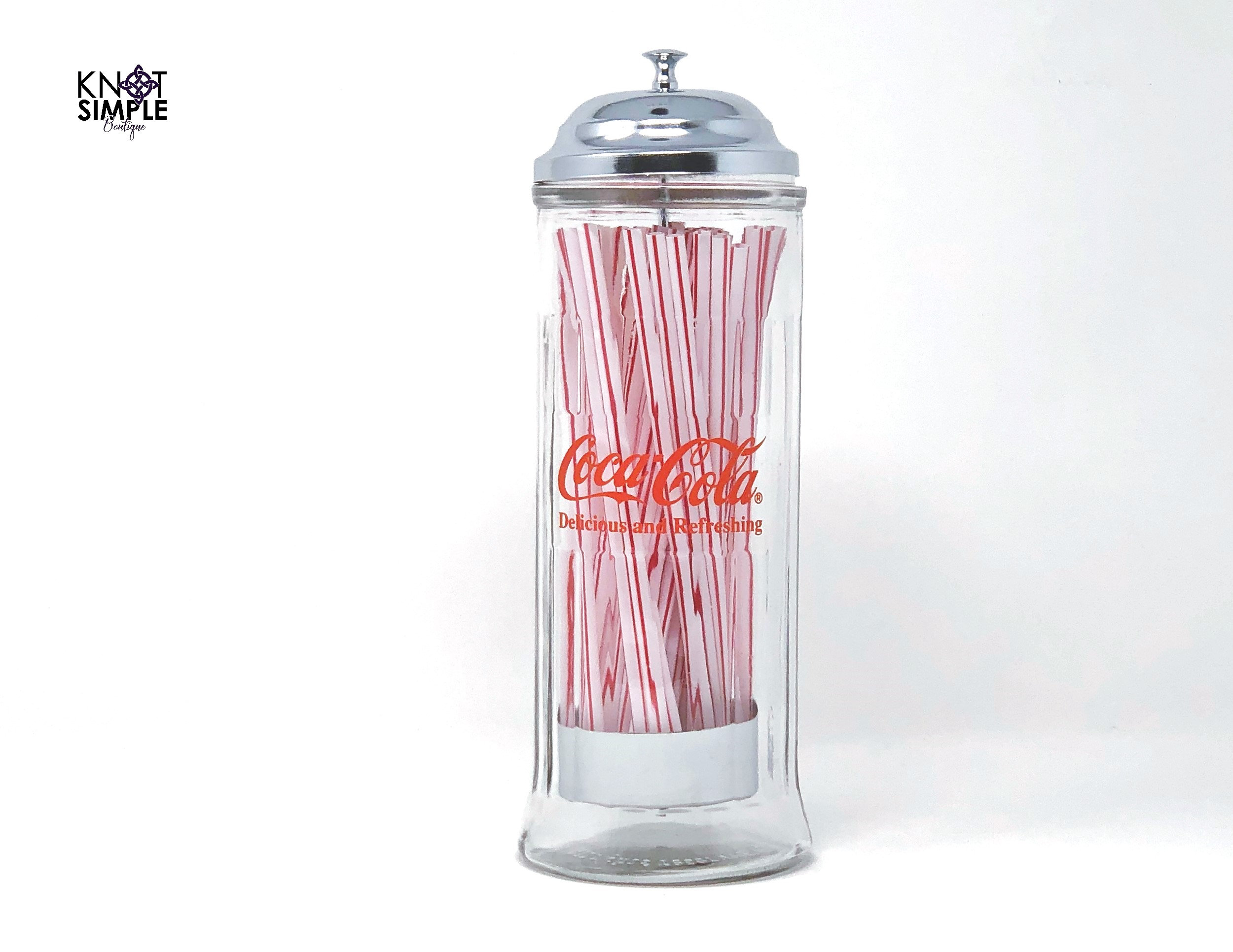 Sold at Auction: Old Malt Shop Glass Straw Dispenser