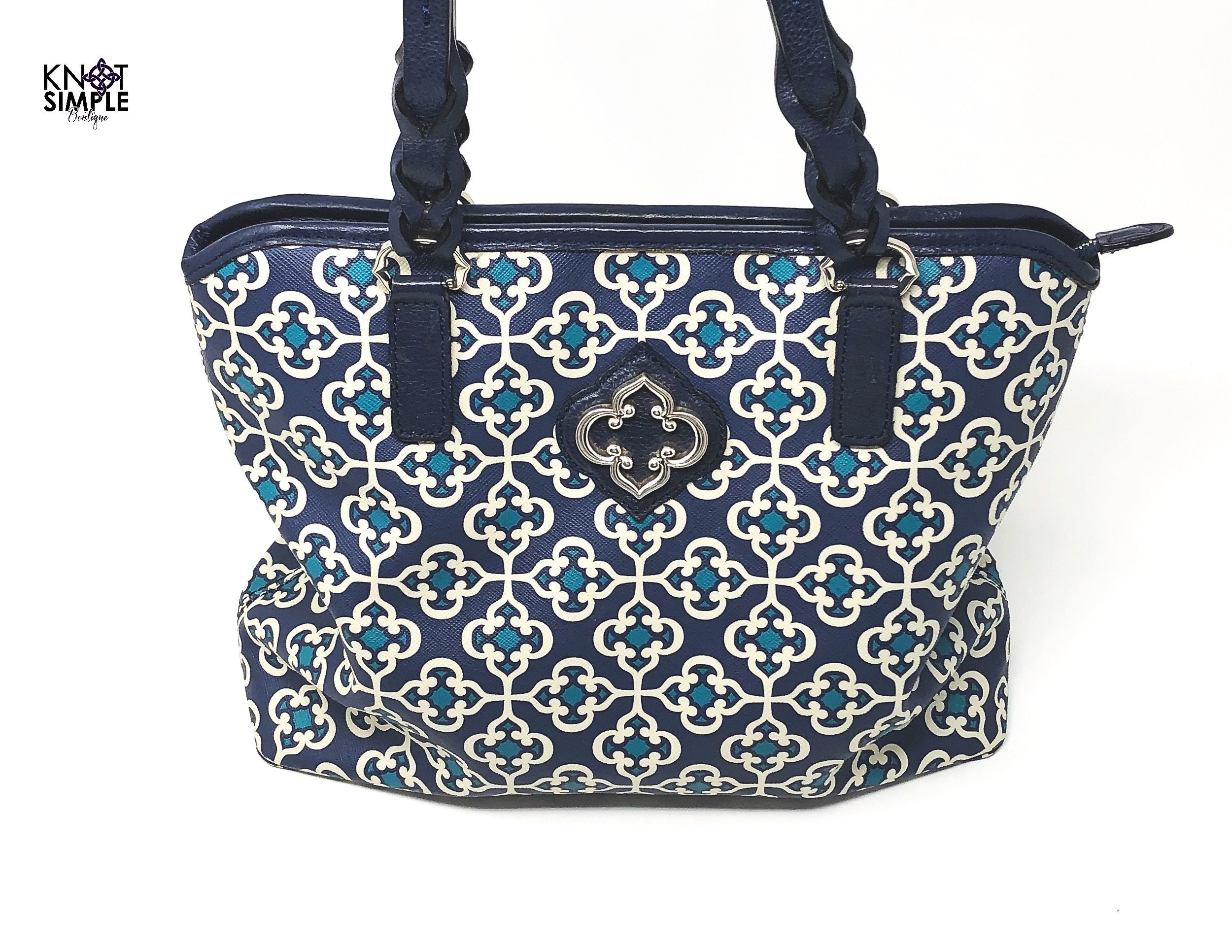 Brighton Blue & White Leather Shoulder Bag: Chic Everyday