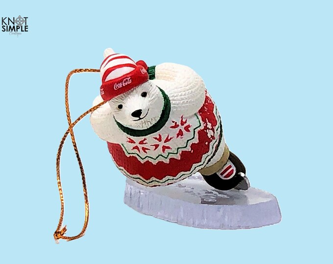 1994 Vintage Coca Cola Polar Bear Ice Skating Ornament, Christmas Tree ...
