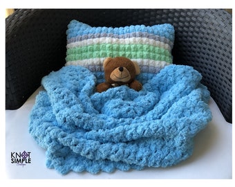 Baby Afghan Crochet - Cuddle Fabric - Pram Blanket - Blanket and Pillow