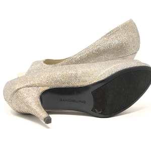 Gold Glitter Open Toe Stiletto High Heel Pumps for Parties, Weddings ...