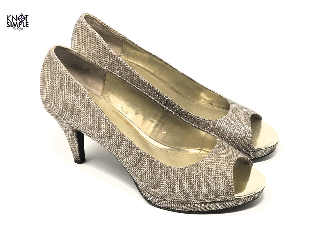 Graceful Shimmering Powder Upper Round Toe Stiletto Heels Party Shoes