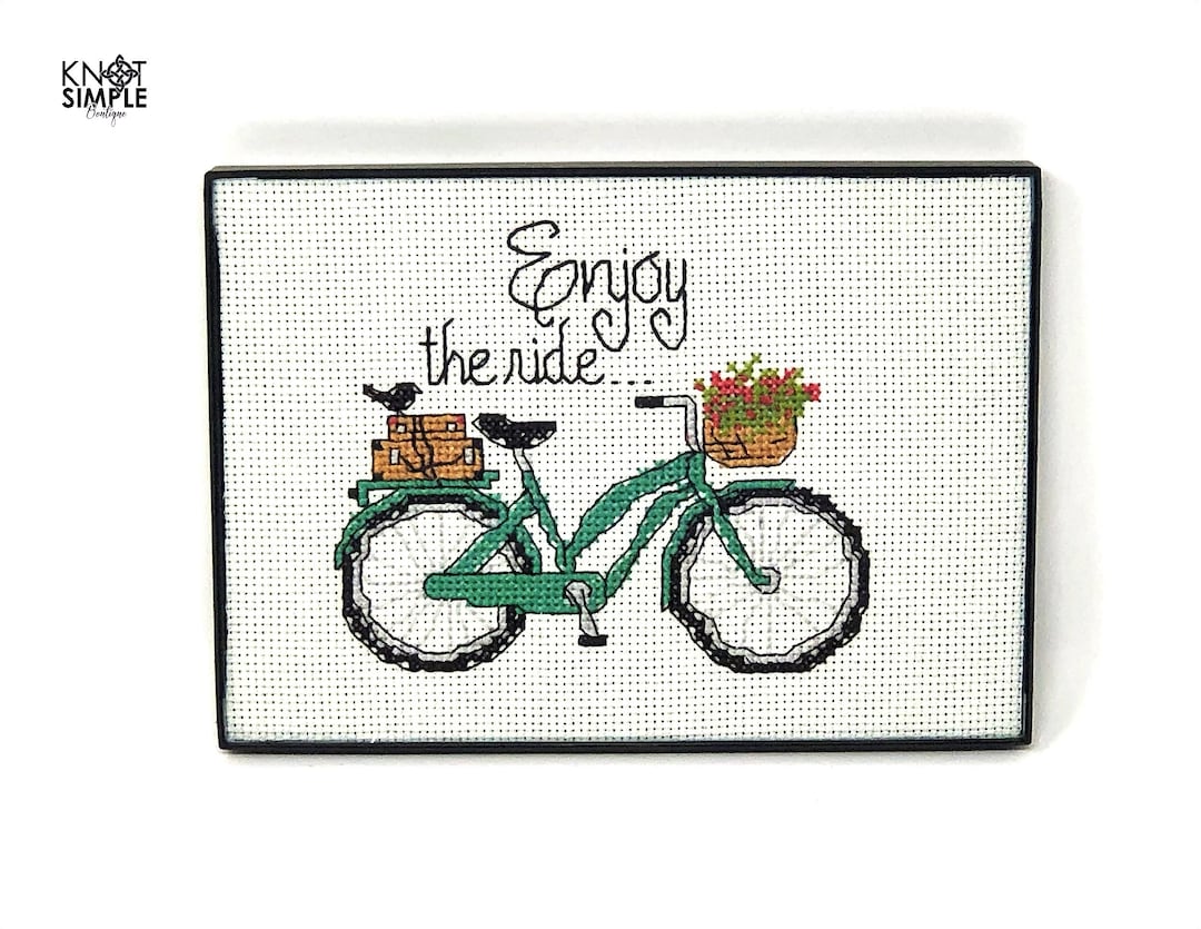 Needlepoint Pictures Bike Wall Decor Bicycle Gifts Enjoy the Ride Etsy
