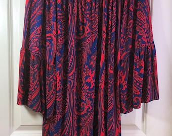 Plus Size Dress - Paisley Red & Blue
