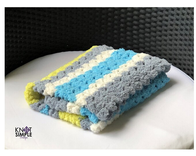Blue and Yellow Crochet Baby & Toddler Blanket Etsy