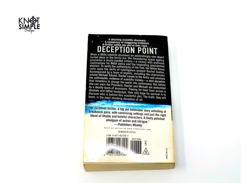 Deception Point by Dan Brown 2001 Thrilling Paperback, Mystery Novel for Adults, Perfect