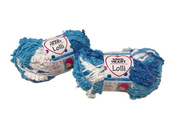 3 Skein Sets of Discontinued Red Heart Icing Lolli Yarn: Blue & White Variegated