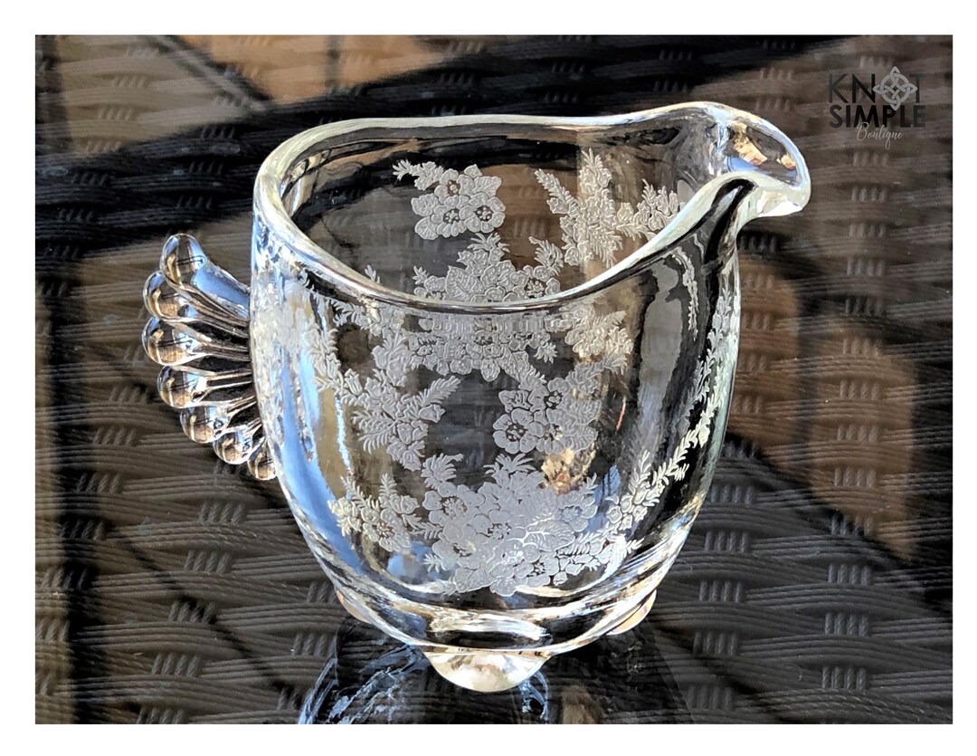 Etched Glassware Paden City Glass Depression Glass Creamer Clear Glass