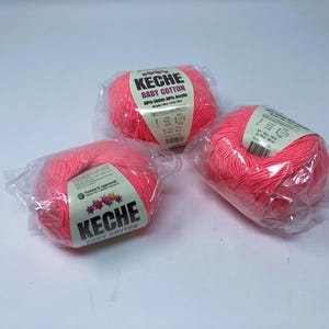 Keche Cotton Baby Yarn - 3 Skeins of Pink