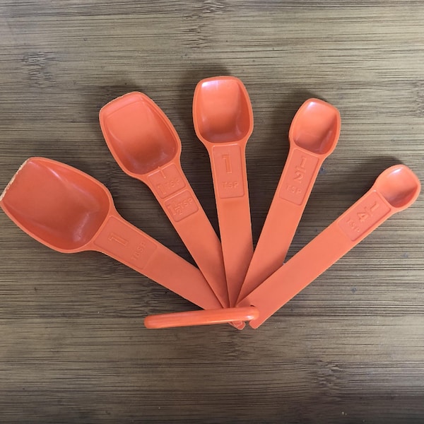Harvest Orange 70s Tupperware Measuring Spoons
