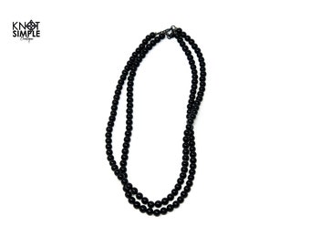 Black Glass Bead Necklace Set