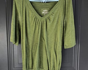 Olive Green Mudd Peasant Blouse - Women's Size Medium