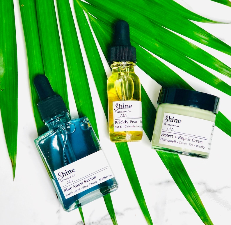 Natural Skincare Set: Lactic Acid Serum, Prickly Pear Oil, Organic Moisturizer bild 1