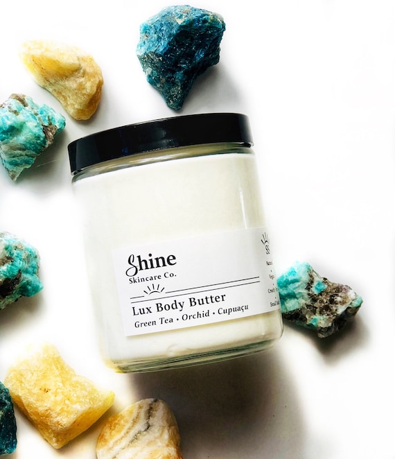 Organic Body Butter: Green Tea, Orchid, Cupuacu - Crystal Infused