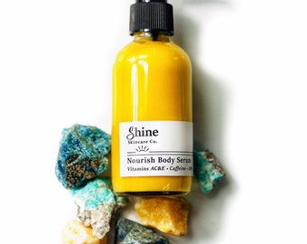 Organic Nourish Body Serum: Vitamin A, C & E, Caffeine - 4 oz