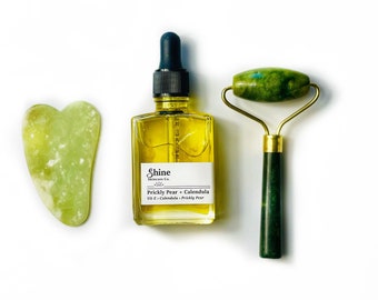 Skincare Gift Set with Face Oil & Gua Sha, Organic Vegan Natural