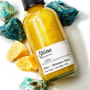 Rose Water Shimmer Spray: Hydrating Facial Toner with Sea Kelp