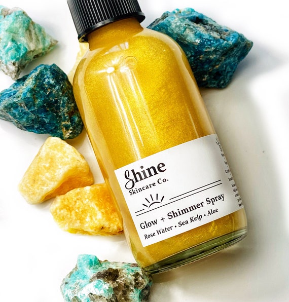 Rose Water Shimmer Spray: Hydrating Facial Toner with Sea Kelp