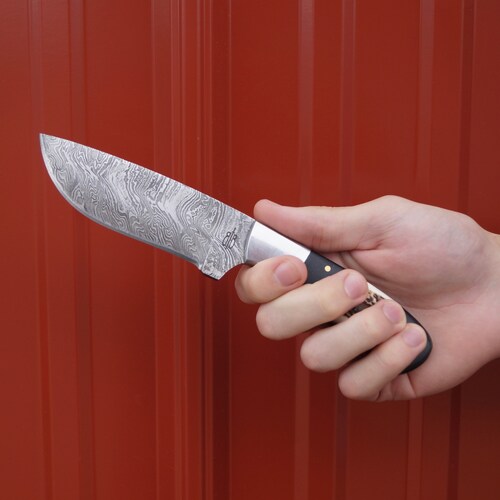Handmade 1095 Damascus Steel Fixed Blade Cowboy shops Hunting Knife (Stag/G10 Handle)