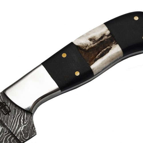 Handmade 1095 Damascus Steel Fixed Blade Cowboy shops Hunting Knife (Stag/G10 Handle)