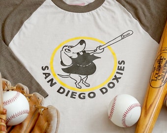 SAN DIEGO DOXIES - Brown & Tan 3/4 Baseball T-Shirt