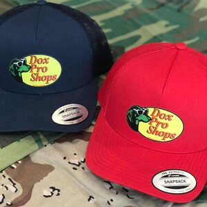DOX PRO SHOPS Red Trucker Hat, Doxie, Doxies, Weiner Dog, Wiener Dog, Sausage Dog, Dachshund, Bass Pro, Doxie Lover, Dachshund Gift image 2