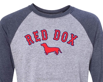 BOSTON RED DOX Navy/Grey 3/4 Baseball T-Shirt