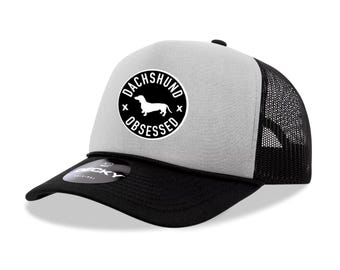DACHSHUND OBSESSED - Silver & Black Trucker Hat