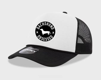 DACHSHUND OBSESSED - White & Black Trucker Hat