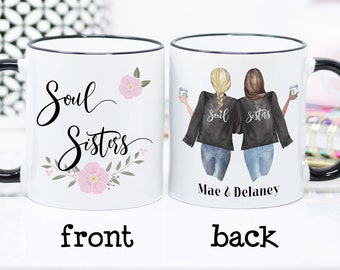 Personalized Best Friend Mug, Soul Sisters, Best Friend Gift, Friend Mug, Besties, Custom Mug, Long Distance Gift, Coffee Cup, Friendship