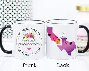 Mom, Long Distance State Mug, City Heart Option, Personalized, States and Countries, Custom Gift for Mom, Gift from Daughter, State Cup