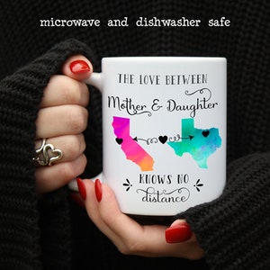 Mother Daughter Long Distance State Mug, All States, Hearts Over Cities, Mother Daughter Gift, Gift from Daughter, Gift from Mom, Cup image 6