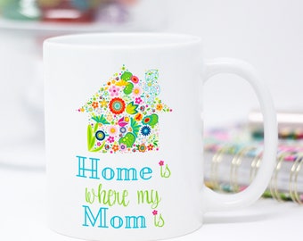 Mom Mug, Long Distance Mug, Home is Where Mom, Long Distance Gift, Gift for Mom, Birthday Gift For Mom, Quote Mug, Coffee Mug, Tea Cup