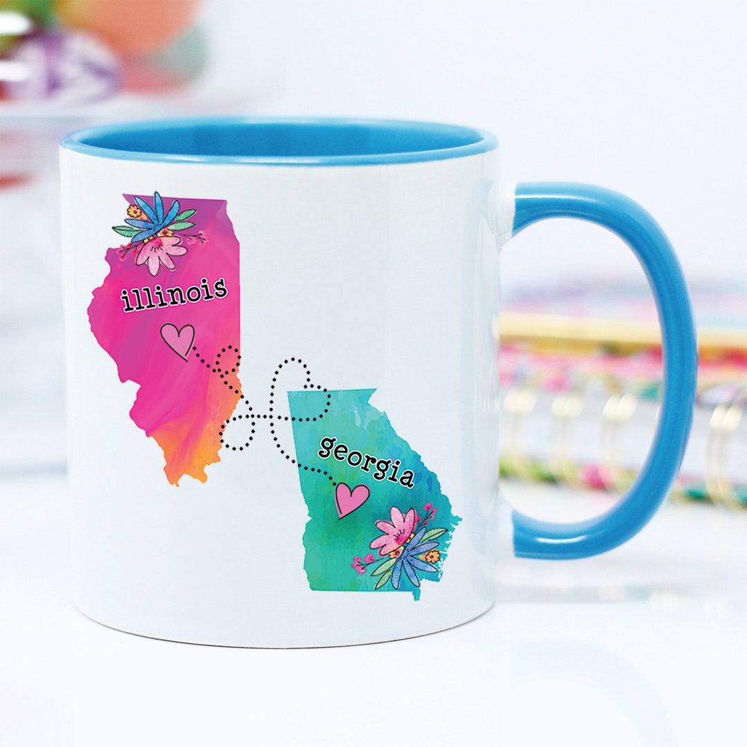 State Mugs Illinois and Georgia State Mug, Long Distance Gift, State to State Mug ...