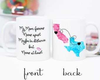 Mom, Long Distance Personalized Mug, Mothers Day Gift, States and Countries, Custom Gift for Mom, Mother Daughter Gift, Coffee Cup