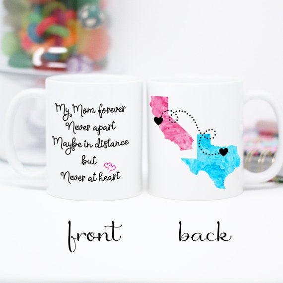 Mothers day personalized gift from daughter, mom state mug, tea cup, mom  from daughter, long distance gift, distance quote mug