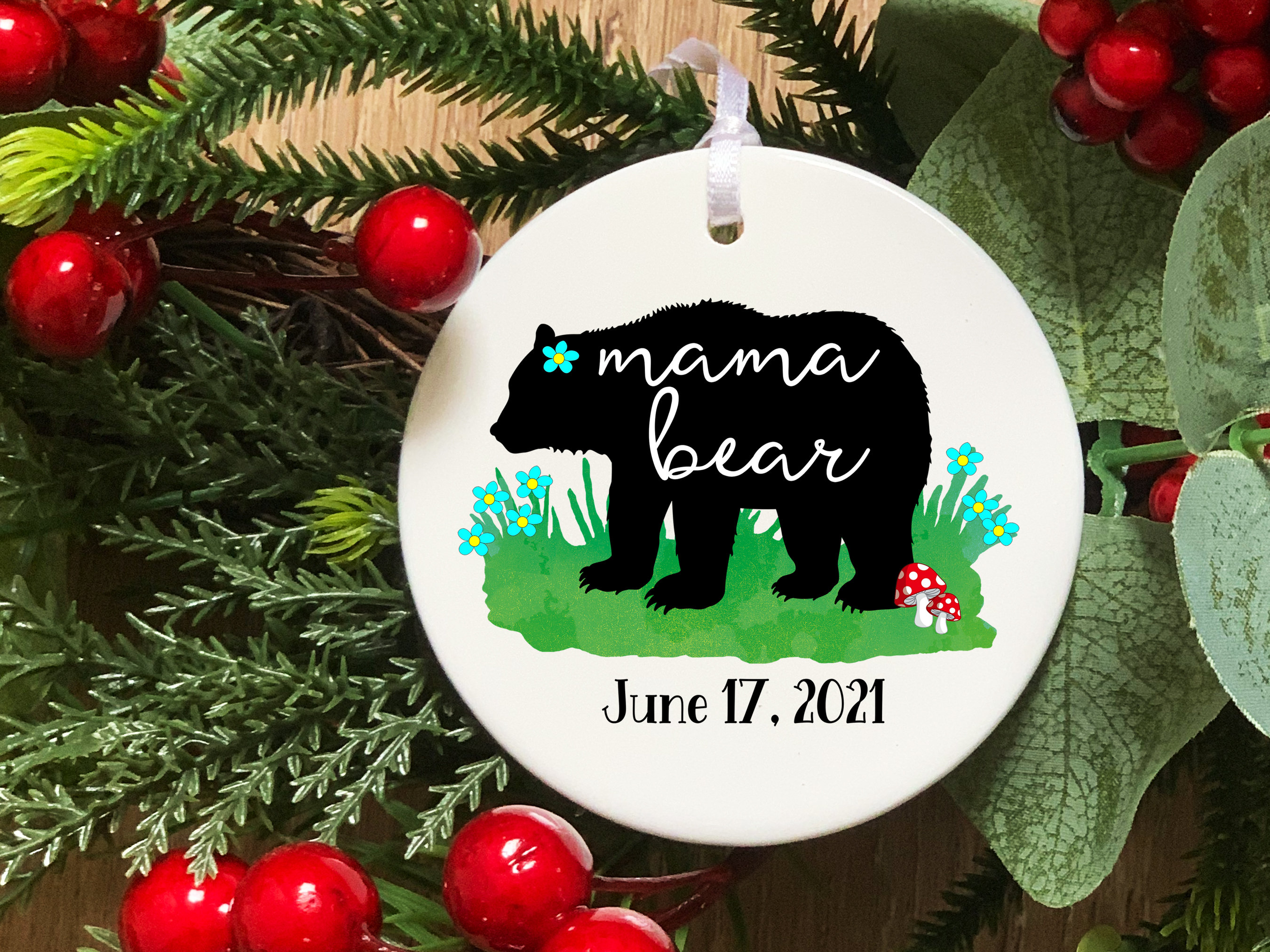 Mama Bear Ornament Personalized - Customizable Ornament with Date - Gift  for Mom - Mama Bear Gift - Mothers Day Gift - Custom Christmas Gift
