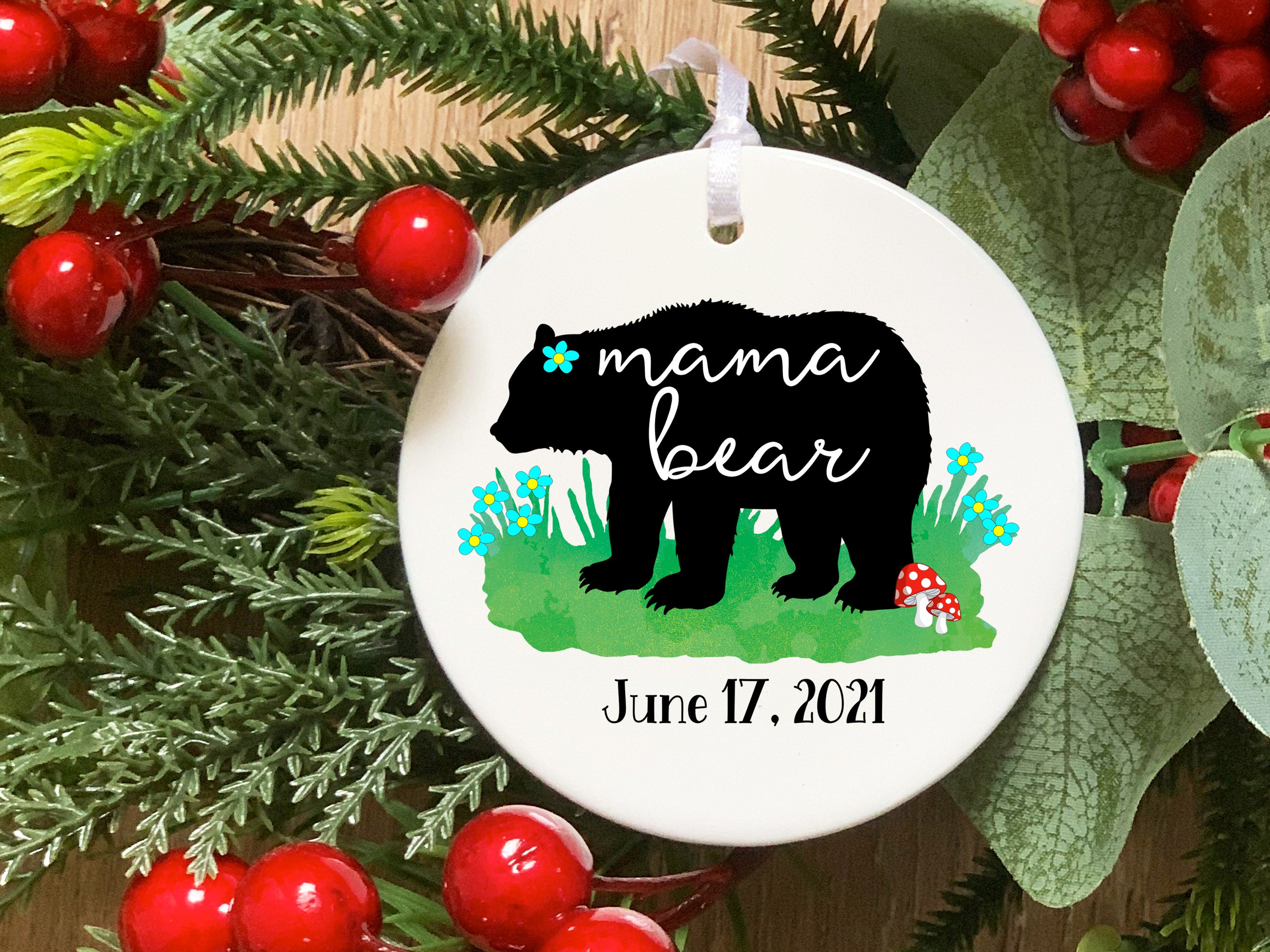 Mama Bear Ornament Personalized - Customizable Ornament with Date - Gift  for Mom - Mama Bear Gift - Mothers Day Gift - Custom Christmas Gift