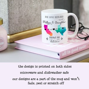 Mother Daughter Long Distance State Mug, All States, Hearts Over Cities, Mother Daughter Gift, Gift from Daughter, Gift from Mom, Cup image 2