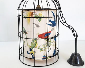 Chandelier lámpara colgante vintage 1950 bird cage metal & paper 50s 1950s rockabilly 50s