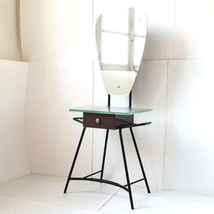 Dressing table 1950 vintage rockabilly formica brown steel glass 50s 50's years 50