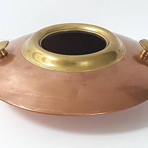Cache-pot soucoupe vintage 1970 véritable villedieu en cuivre & laiton 70s 70's